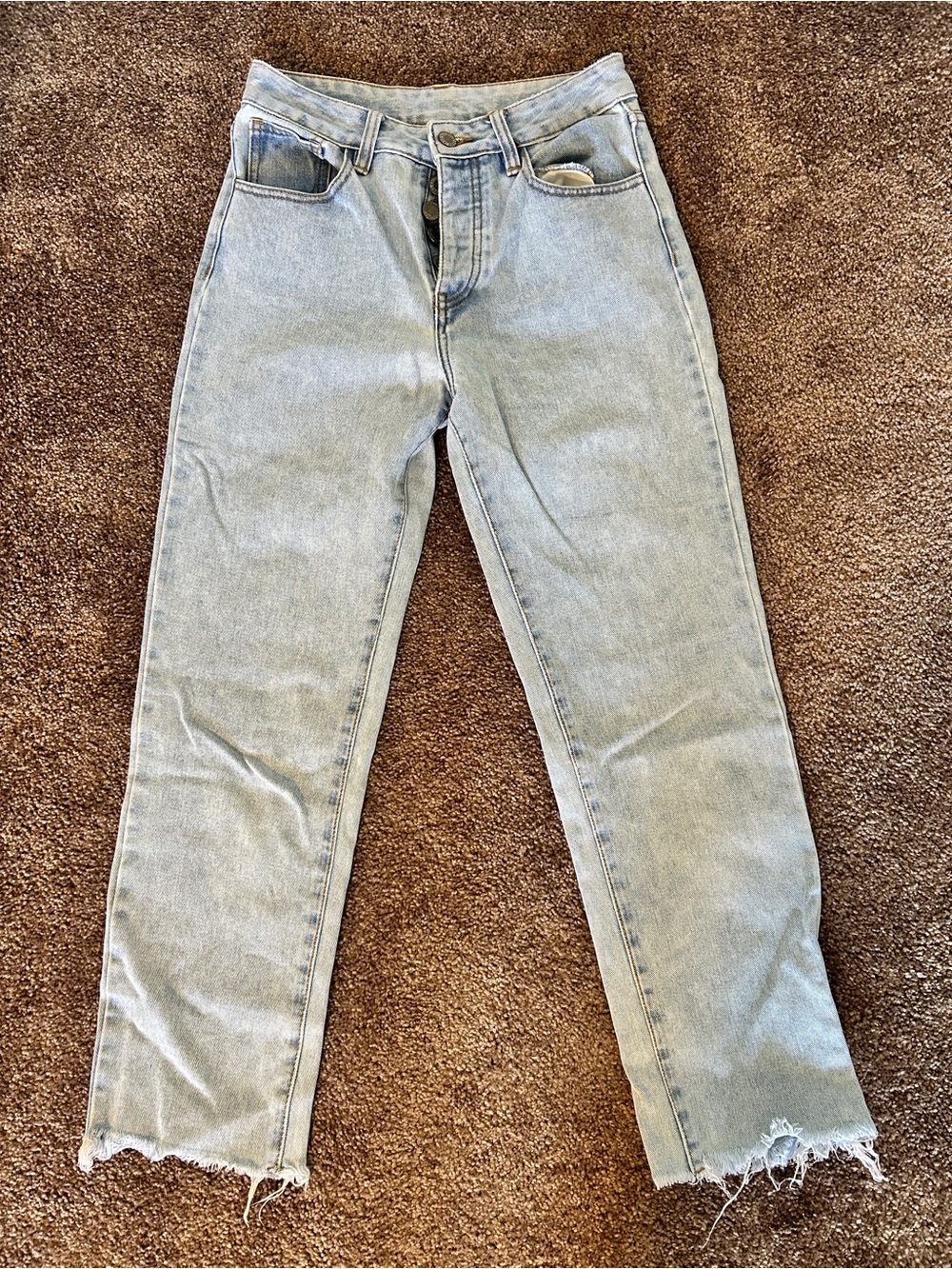 J.Galt Light Wash Raw Hem Straight Leg Jeans